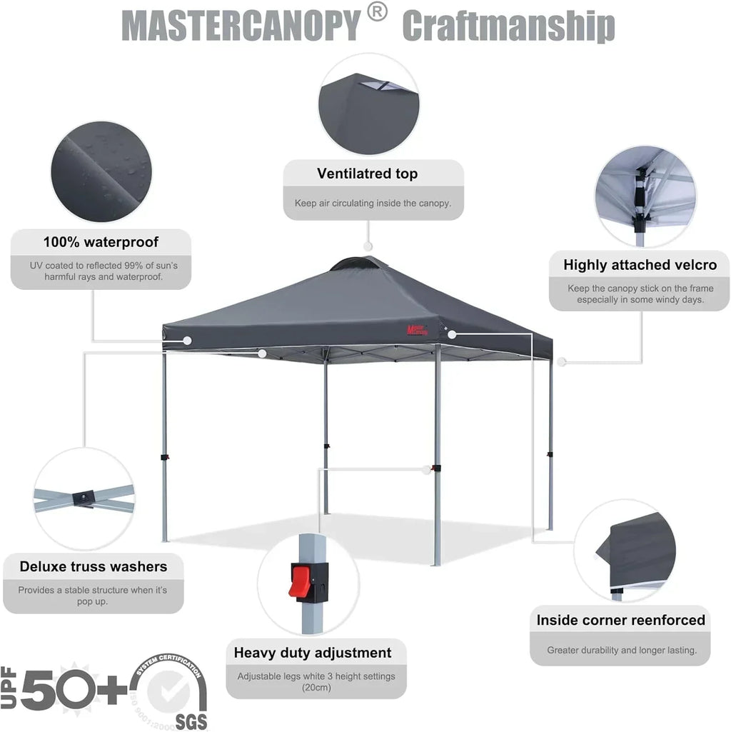 Durable Pop-up Canopy Tent with Roller Bag (10x10 Black)