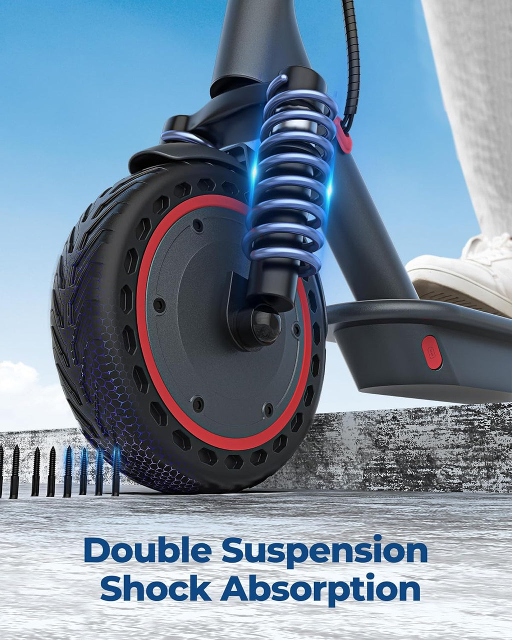 Electric Scooter 350W/500W Powerful Motor 8.5/10 Solid Tires 19/22Mph 28/21/12 Miles Range