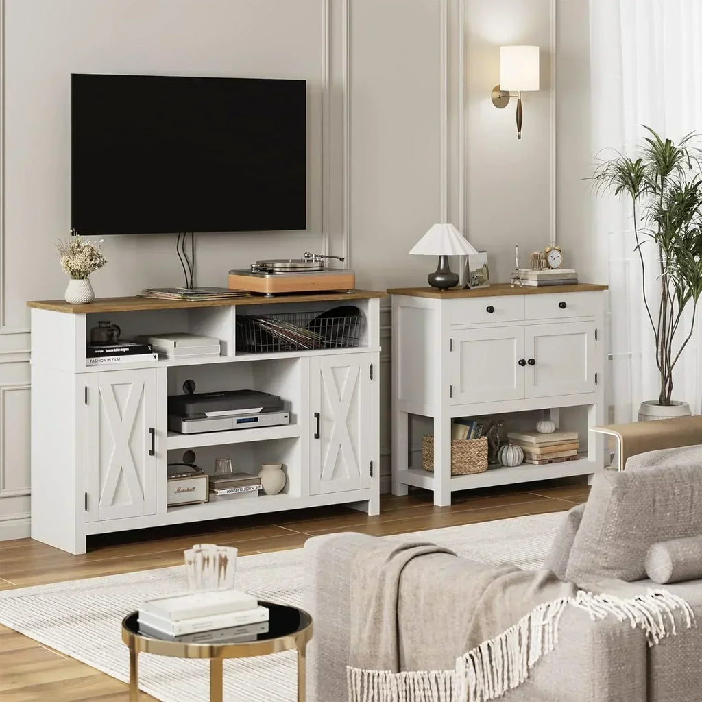 Farmhouse style console table coffee bar entry table with storage rack sofa table