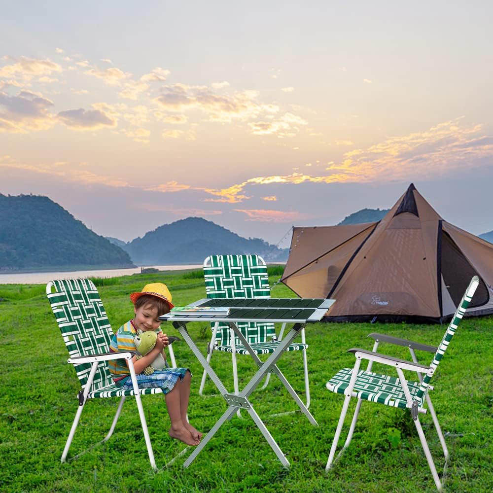 VINGLI Patio Lawn Webbed Folding Chairs Set of 2 Outdoor Beach Portable Lawn Chair
