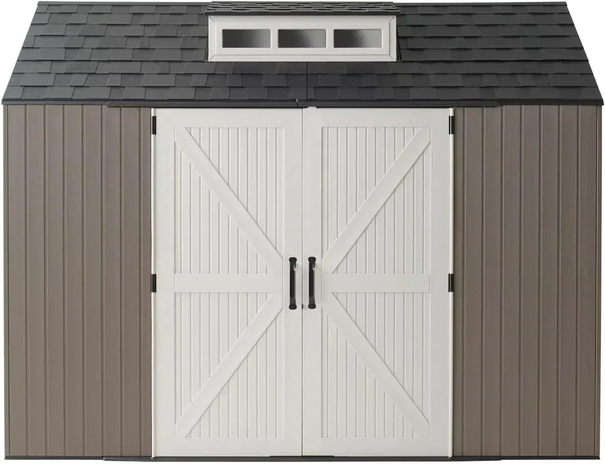 Rubbermaid Resin Outdoor Storage Shed With Floor Weather Resistant Gray Organization for Home
