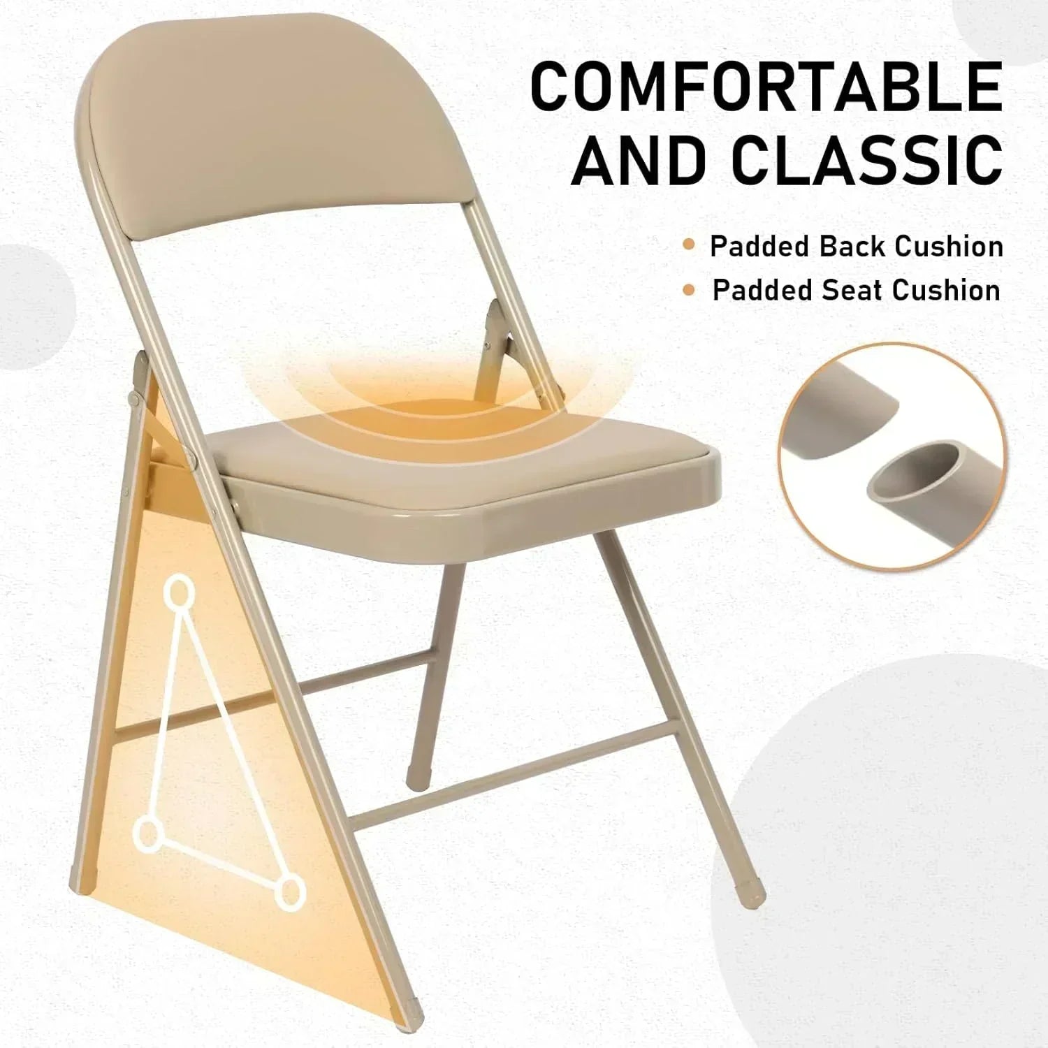 6 Pack Black Folding Chairs with Leather Chairs Events Office Wedding Party Upholstered Chairs