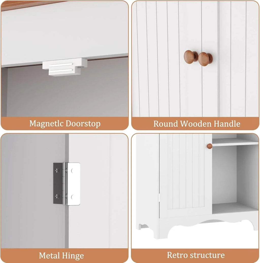 Tall Pantry Cabinet Freestanding Storage Cabinet Wooden Kitchen Pantry with 4 Doors