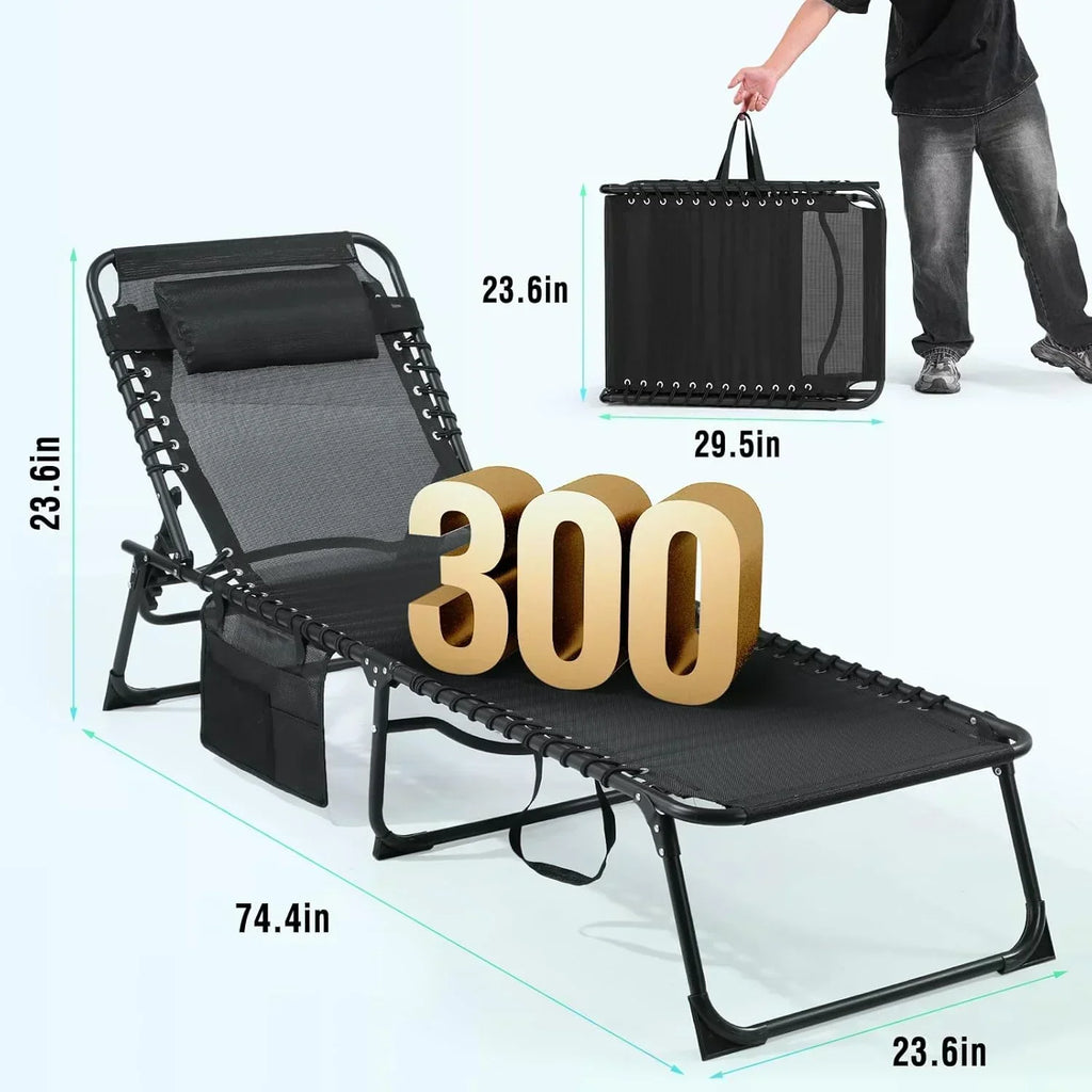 Unovivy Outdoor Chaise Lounge Chairs Portable Folding Pool Lounge Chair with Reclining Back