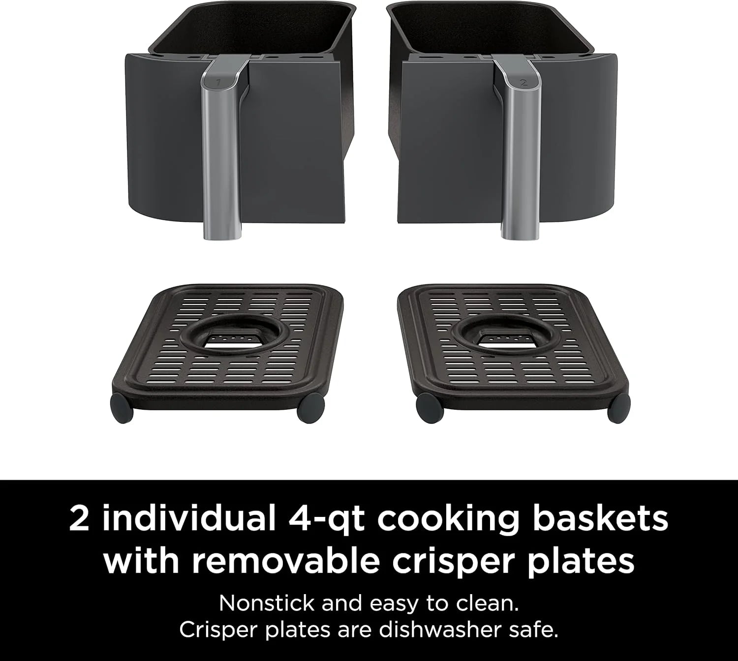 Ninja Foodi 10QT 6-in-1 DualZone Smart XL Air Fryer, 2 Independent 5QT Baskets, Smart Cook Thermometer, Match Cook, Smart Finish, Air Fry, Roast, Bake, Dehydrate, Reheat, Grey, DZ550