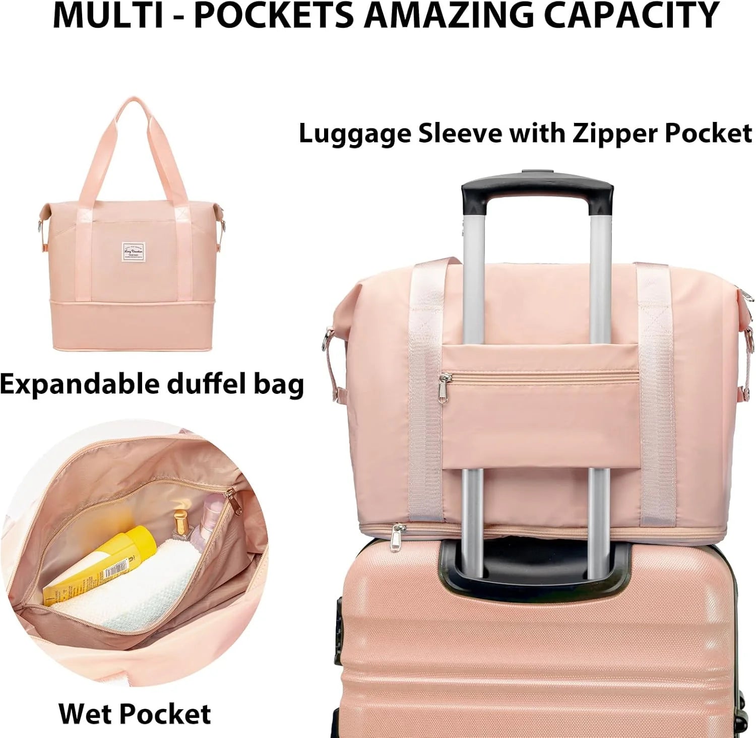 LONG VACATION 6 Piece Luggage Set Carry on Suitcase with ABS+PC hardshell, Spinner Wheels & YKK Zipper TSA Lock