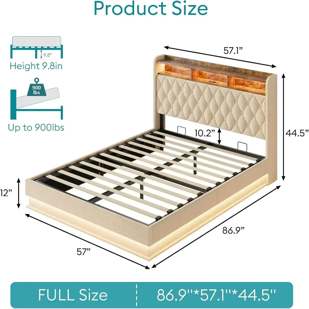Queen Bed Frame with Storage Lift Up Queen Size Bed Frame Headboard Upholstered Platform Bed