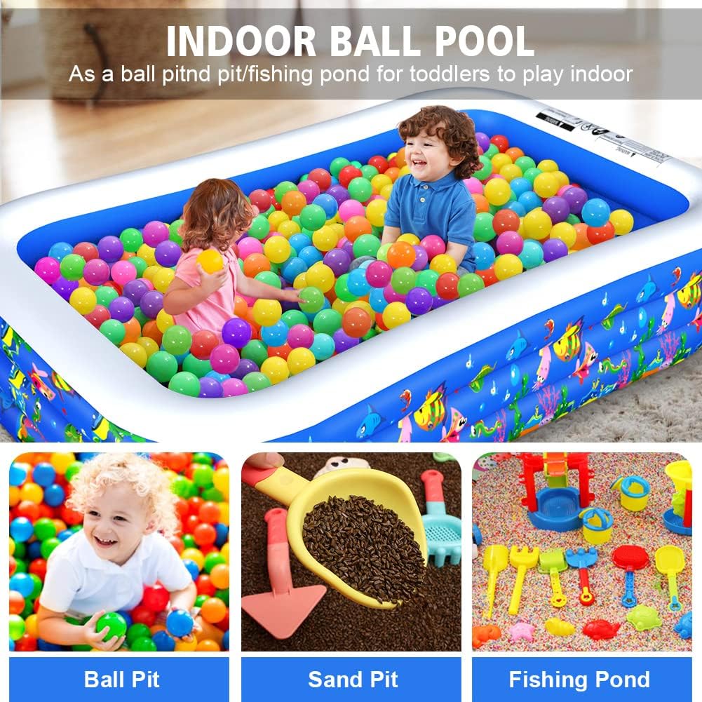 Inflatable Swimming Pool, 120 x 72 x 22 Kiddie Pools, Family Lounge Pools Thickened Above Ground Family Pool for Summer Water Party, Backyard, Garden Lawn, Blue