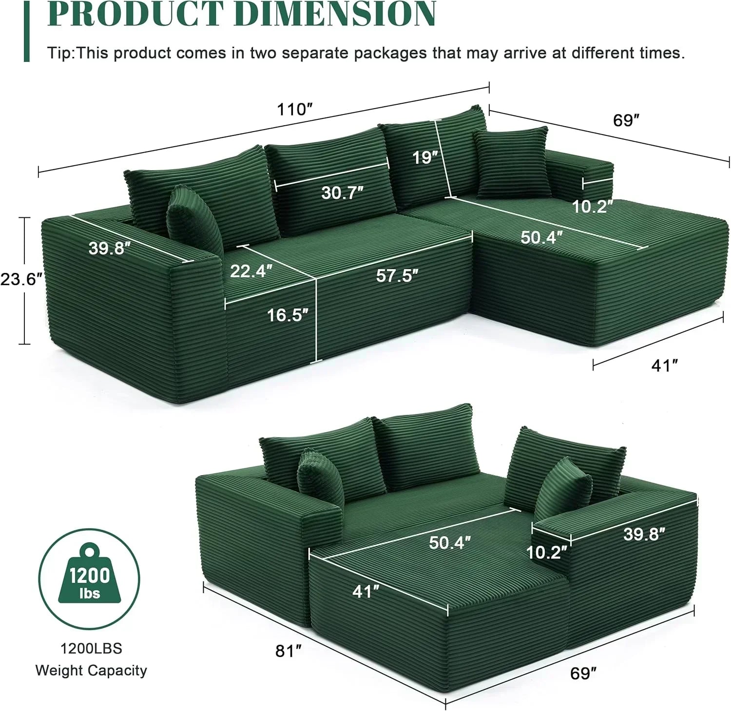 110-inch cloud sofa boneless sofa in the living room modular sofa with deep seats