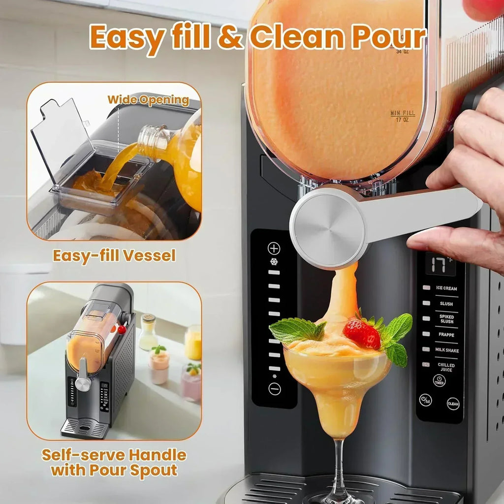 Slushie Machine Professional Frozen Drink Maker No Ice Needed Slushy Machine with LED Display