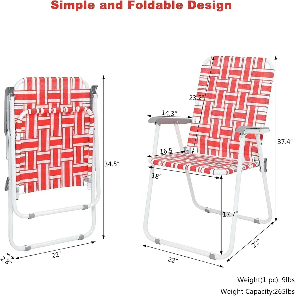 VINGLI Patio Lawn Webbed Folding Chairs Set of 2 Outdoor Beach Portable Lawn Chair
