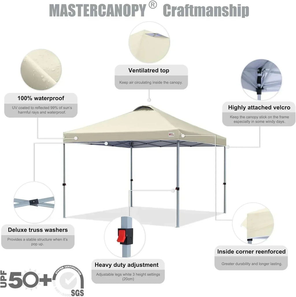 Durable Pop-up Canopy Tent with Roller Bag (10x10 Black)