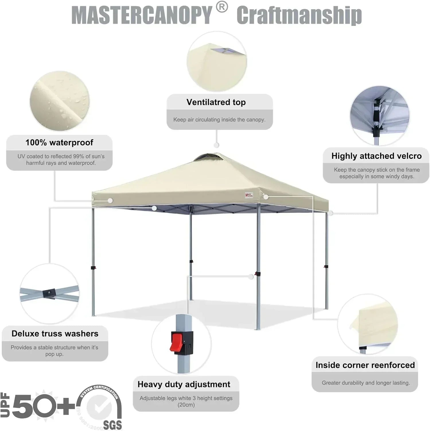 Durable Pop-up Canopy Tent with Roller Bag (10x10 Black)