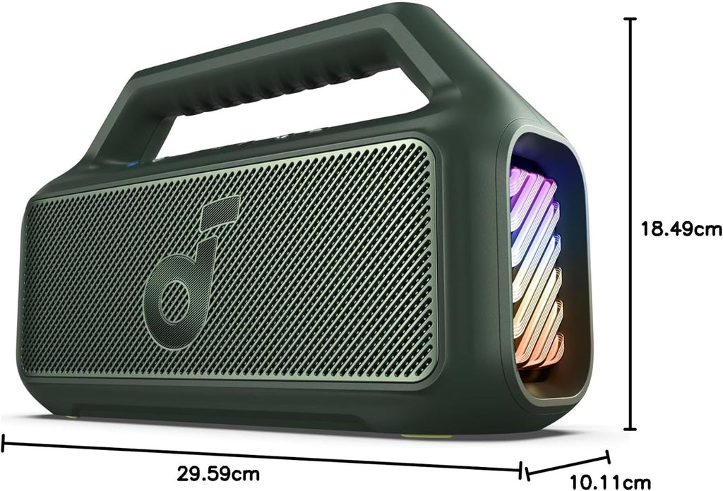 Outdoor Speaker, 80W, Subwoofer, BassUp 2.0, 24H Playtime, IPX7 Waterproof, Floatable, RGB Lights, USB-C, Custom EQ, Bluetooth 5.3, Portable for Camping, Beach, and Backyard
