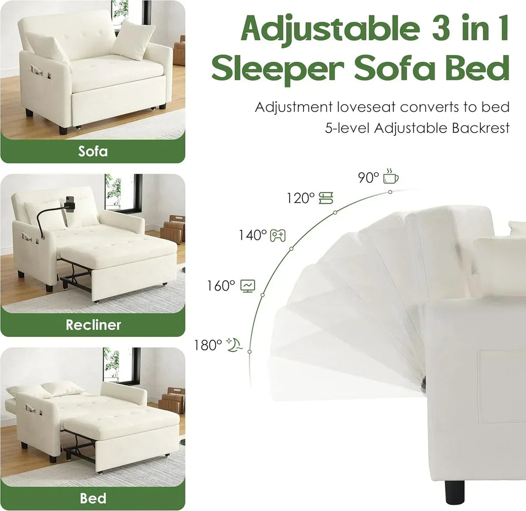 Sleeper Sofa Bed 3 in 1 Convertible Sleeper Couch Bed Pull Out Small Loveseat Sofa