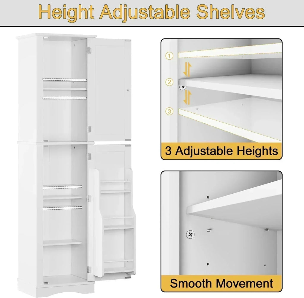 Tall Pantry Cabinet Freestanding Storage Cabinet Wooden Kitchen Pantry with 4 Doors