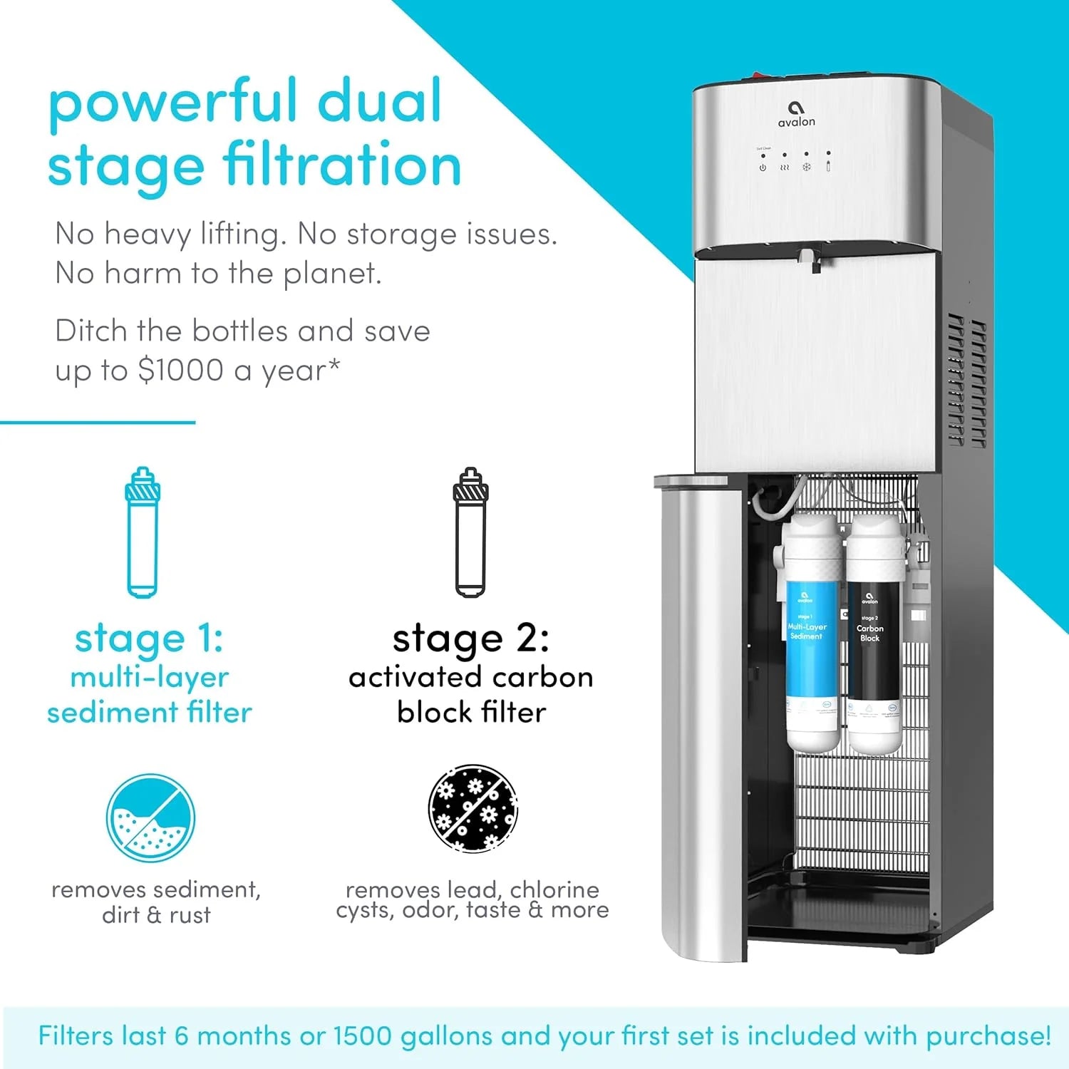 Avalon Self Cleaning Bottleless Water Cooler Water Dispenser-Hot, Cold & Room Water