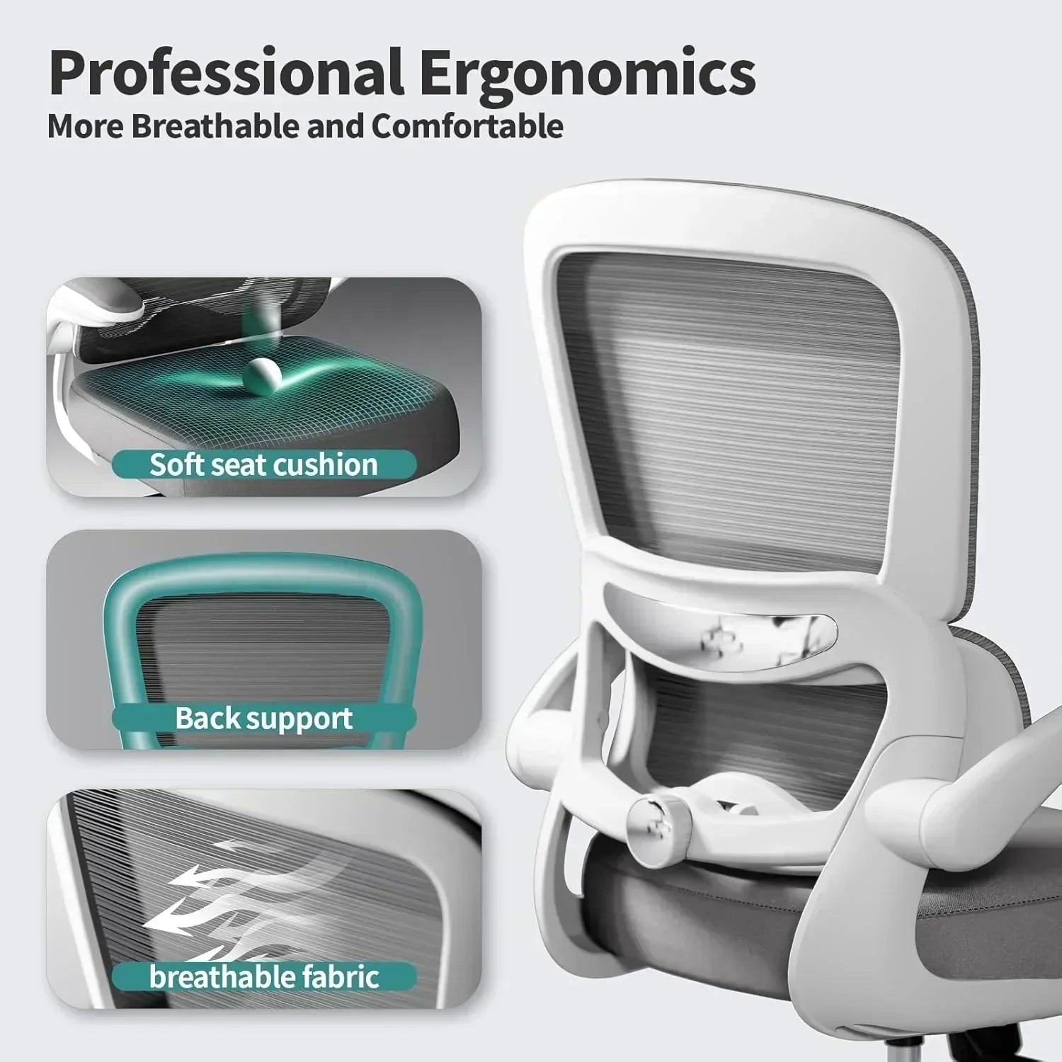 TRALT Office Chair Ergonomic Desk Chair 330 lbs Home Mesh Gaming Chair with Wheels