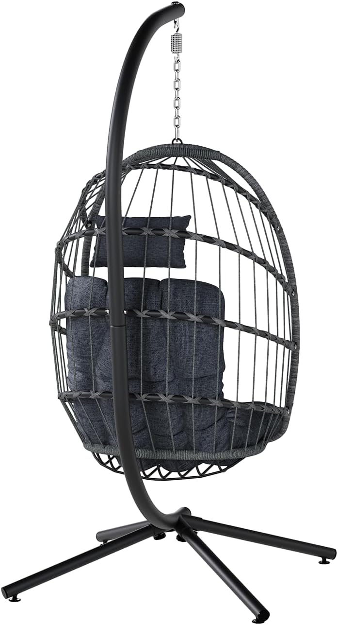 SWITTE Egg Chair Outdoor Indoor Wicker Hanging Egg Swing Chair 350lbs Capacity for Patio