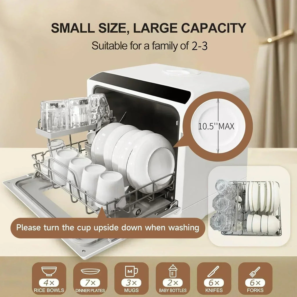 Mini countertop dishwasher Compact dishwasher Double spray arms Portable countertop dishwasher