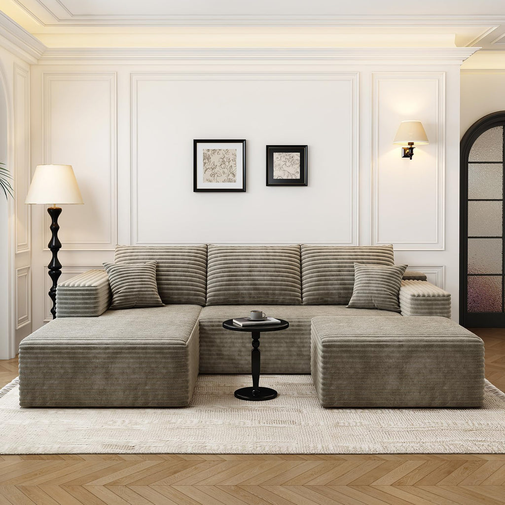 107.5 inch Cloud Modular Sectional Sofa with L-Shaped Chaise Lounge, Modern Minimalist Upholstered Sofa Deep Seating Corner Sofa