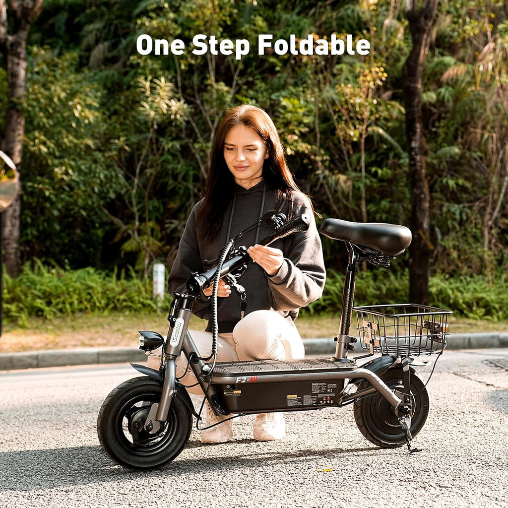 iScooter electric scooter with seat 28/19/15.6 mph top speed dual suspension scooter