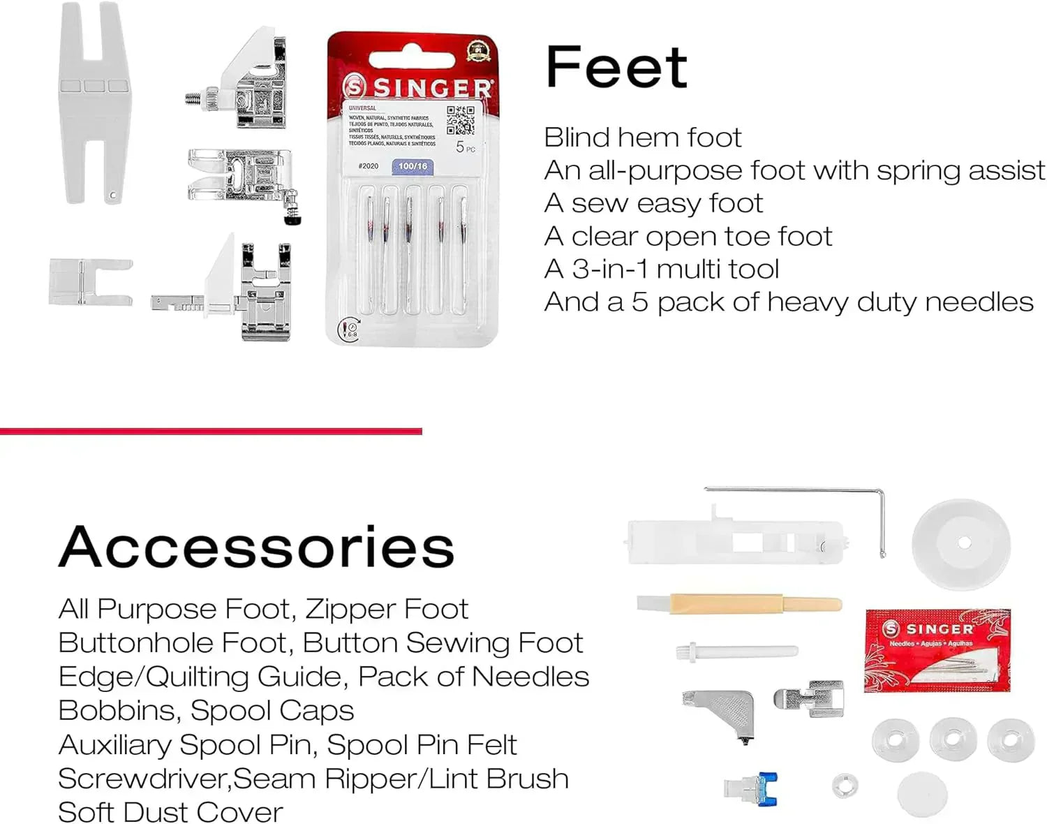 Heavy-Duty 4423 High-Speed Sewing Machine Includes Accessory Kit 97 Stitches One-Step Buttonhole