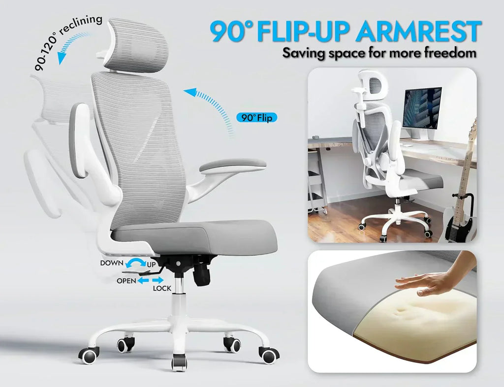 Office computer desk and chair gaming chair with lumbar support and headrest