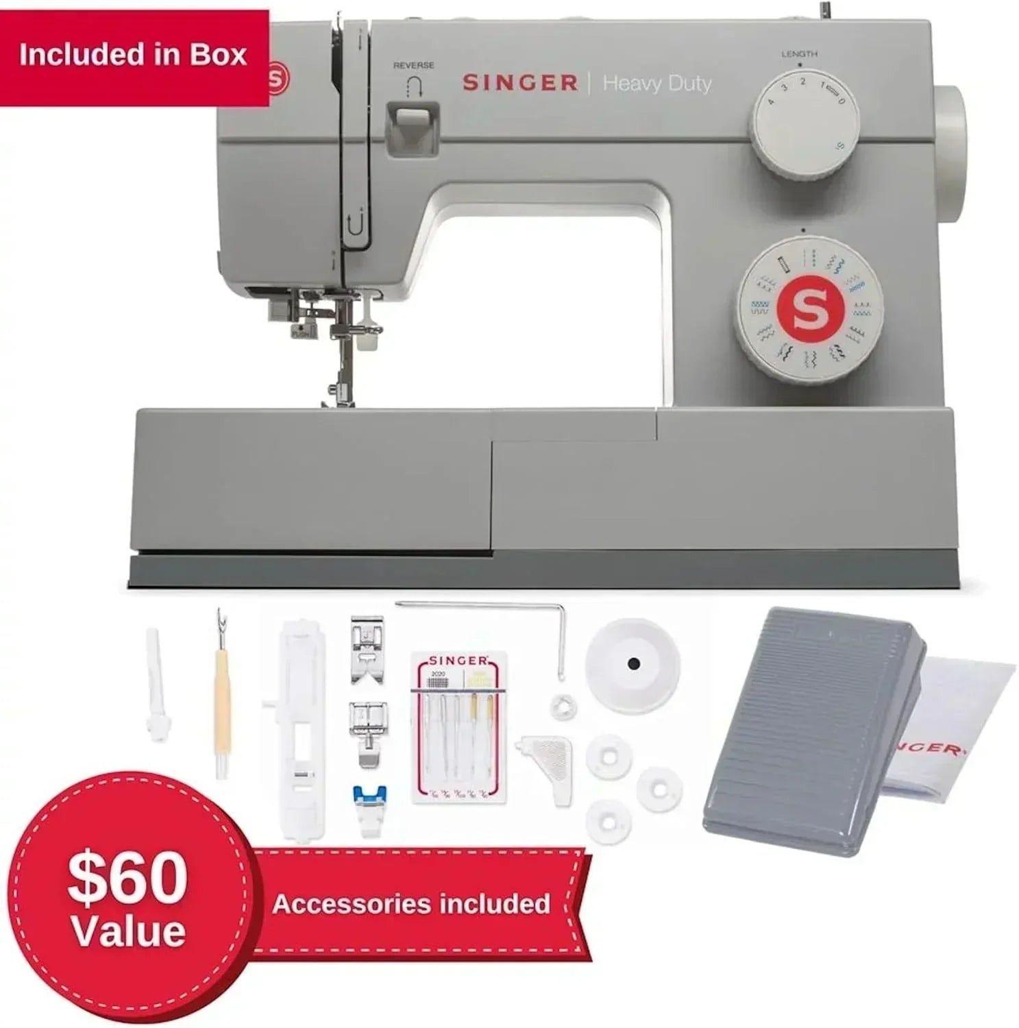 Heavy-Duty 4423 High-Speed Sewing Machine Includes Accessory Kit 97 Stitches One-Step Buttonhole
