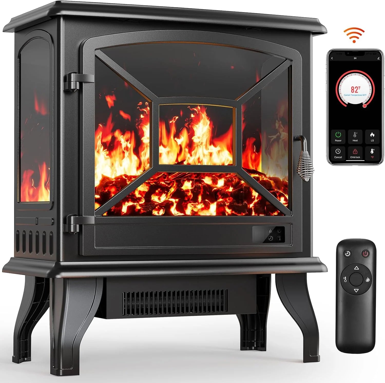 50 Smart Electric Fireplace 5300 BTU Heat Output, Ultra-Slim Wall-Mount or Built-In Electric Fireplace