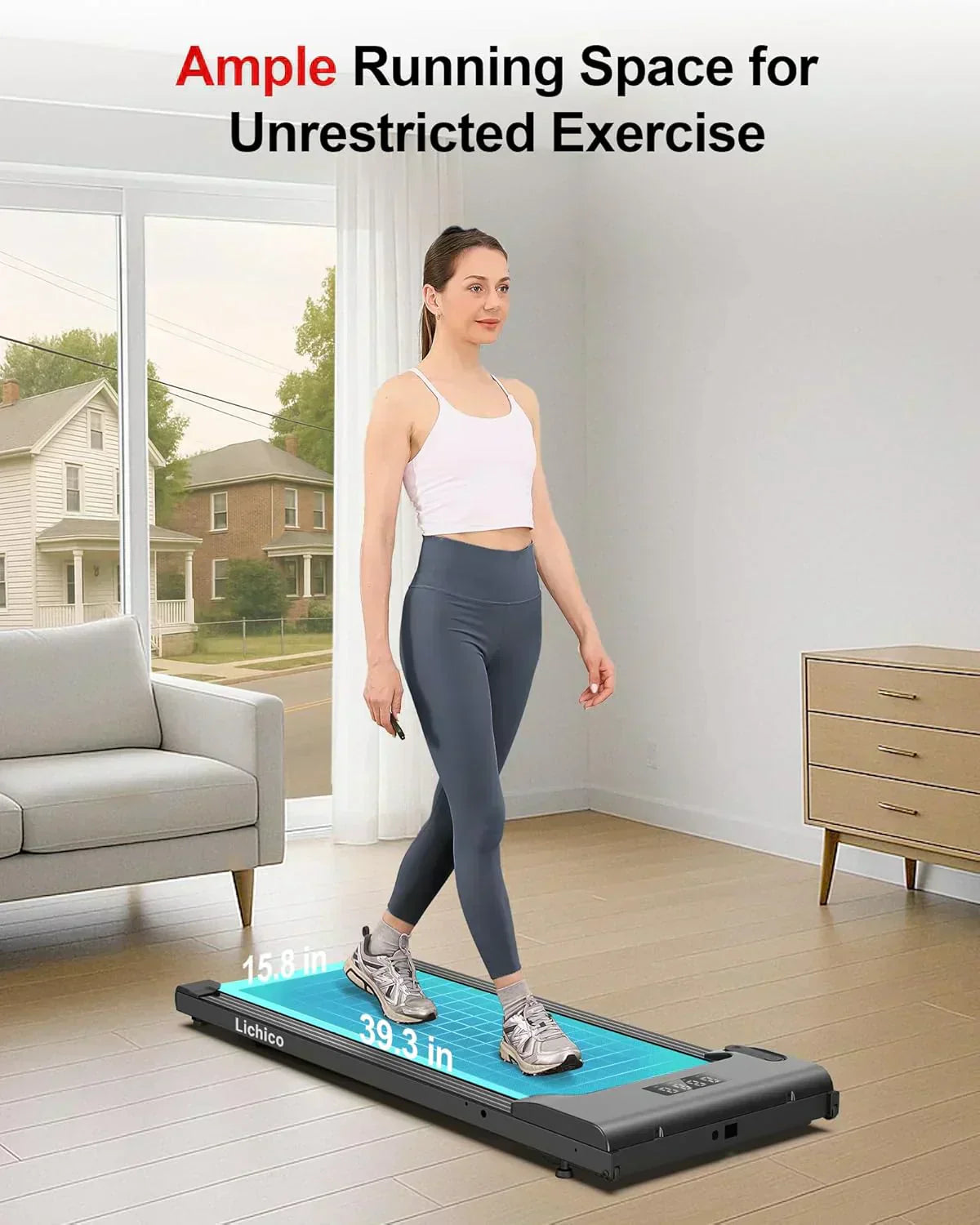 Lichico Walking Pad Under Desk Treadmill Ultra-Quiet Brushless Electric Jogging Treadmill