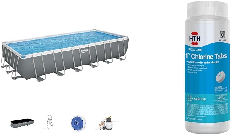 Power Steel 14' x 8'2 x 39.5 Oval Above Ground Pool Set | Includes 530gal Filter Pump, Ladder, ChemConnect Dispener