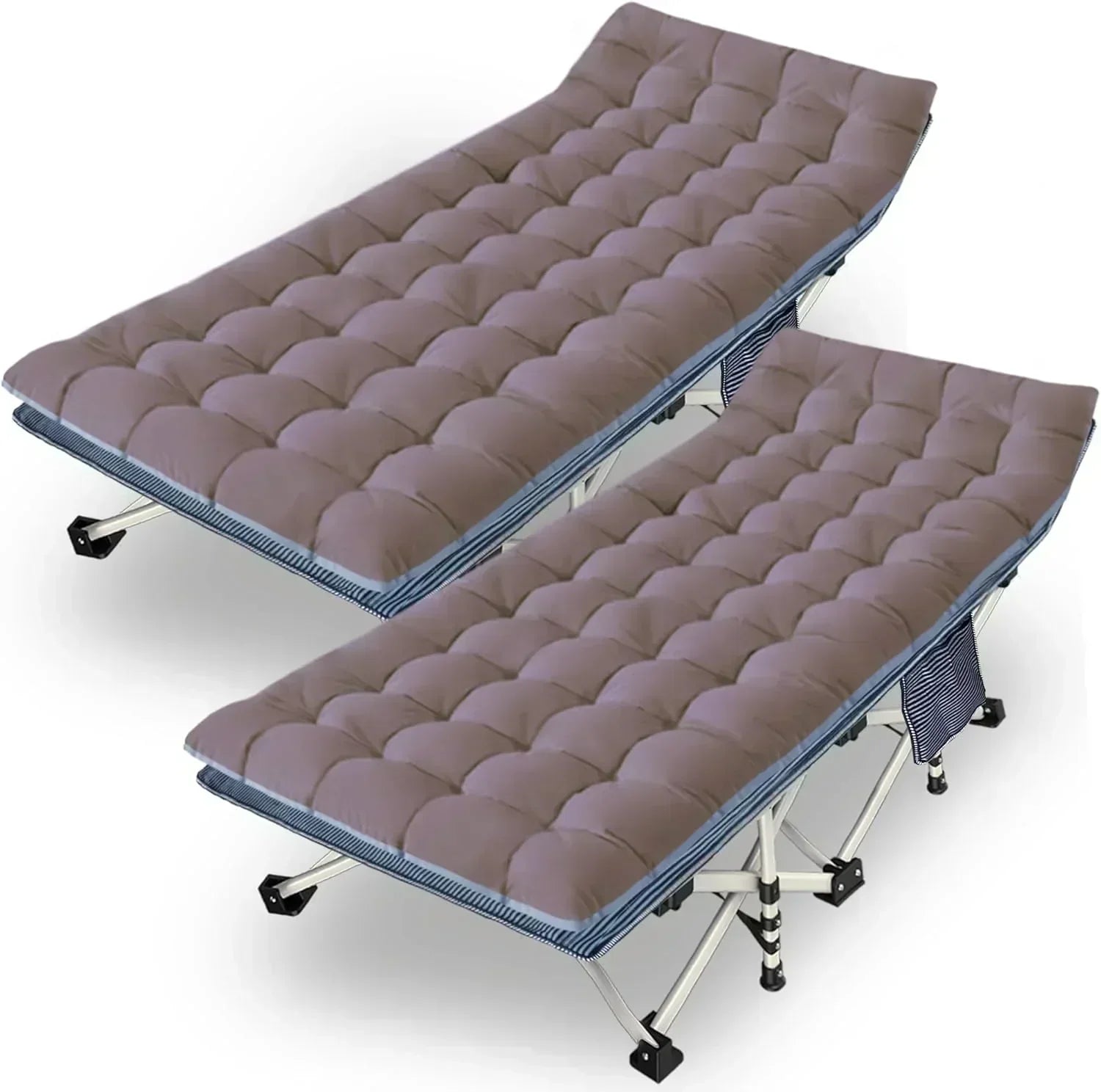 2-Pack Camping Cots with Mattress Comfortable Folding Bed Heavy Duty Baby Cot