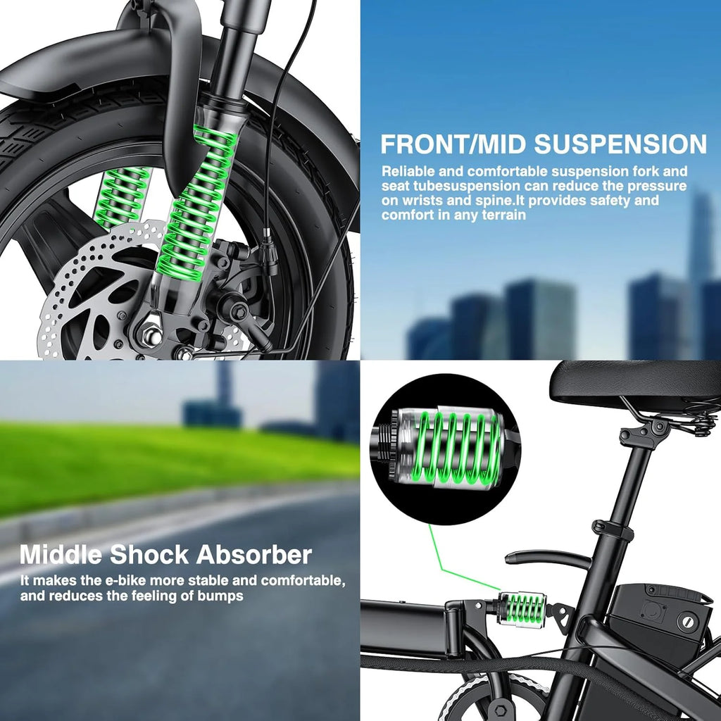 Electric Bike for Adults Teens Folding E-Bike Commuter City Foldable ebike Motor 48V 24MPH