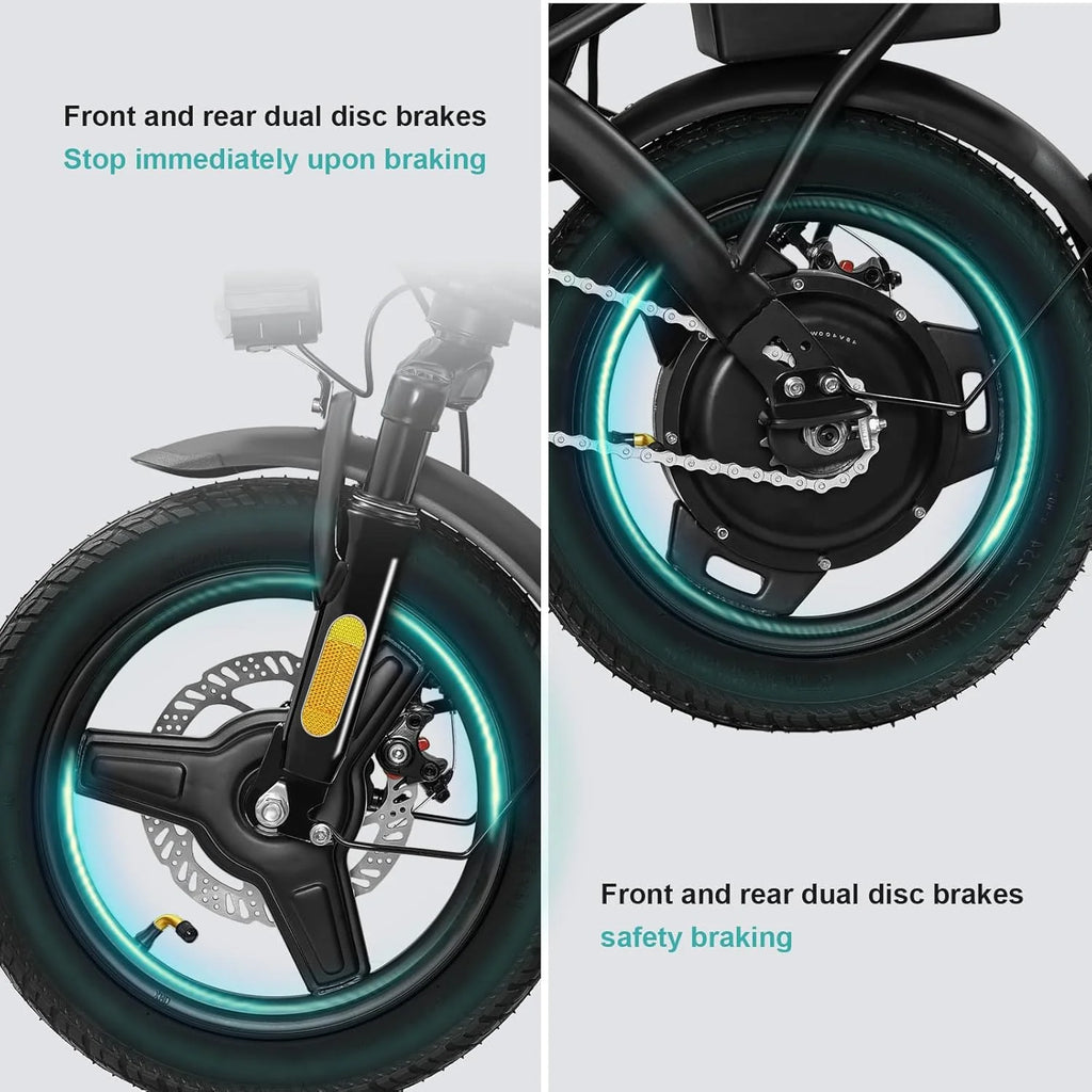 Electric Bike for Adults Teens Folding E-Bike Commuter City Foldable ebike Motor 48V 24MPH