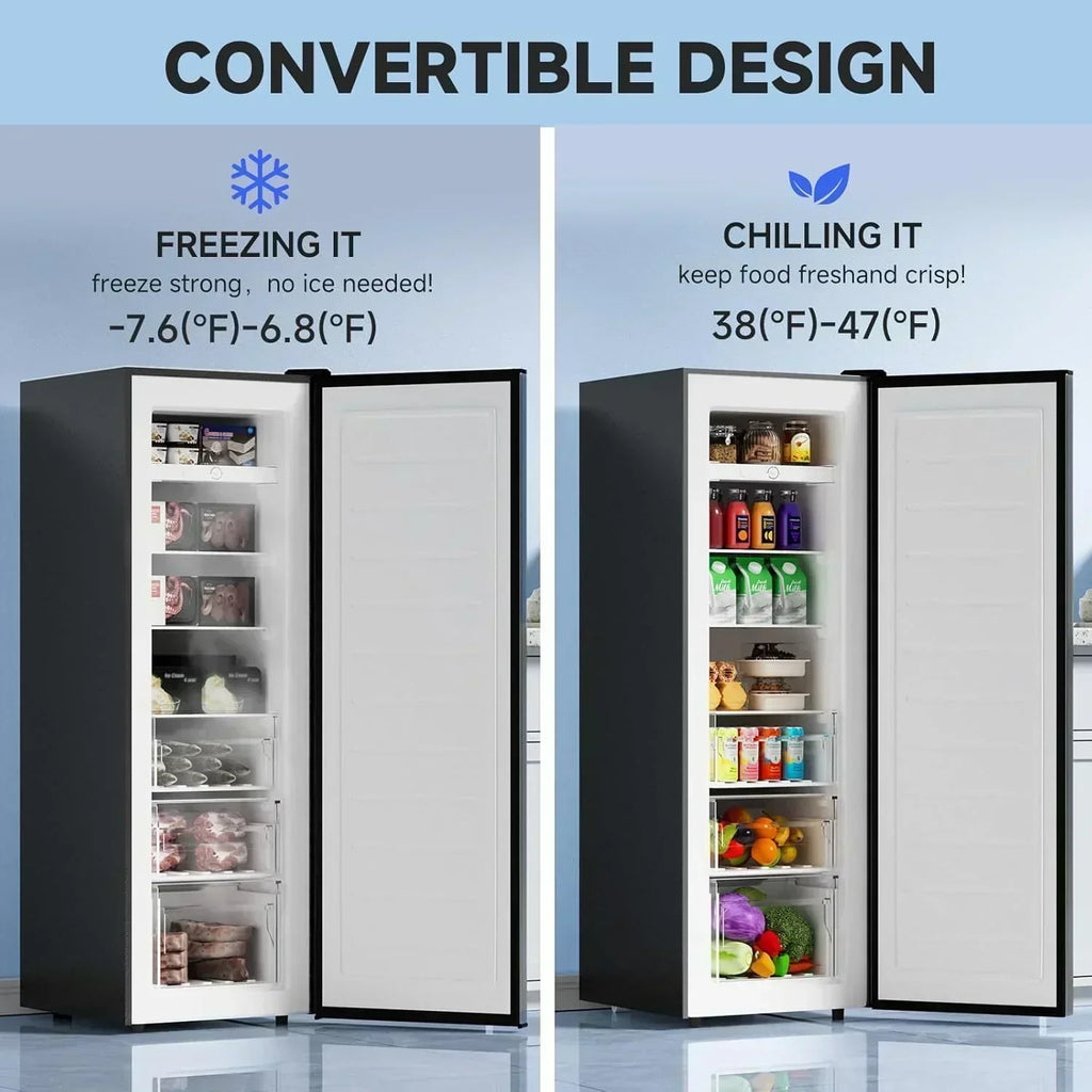 BANGSON Upright Freezer 7.0 Cu.ft Stand Up Freezer Convertible Upright Freezer/Refrigerator