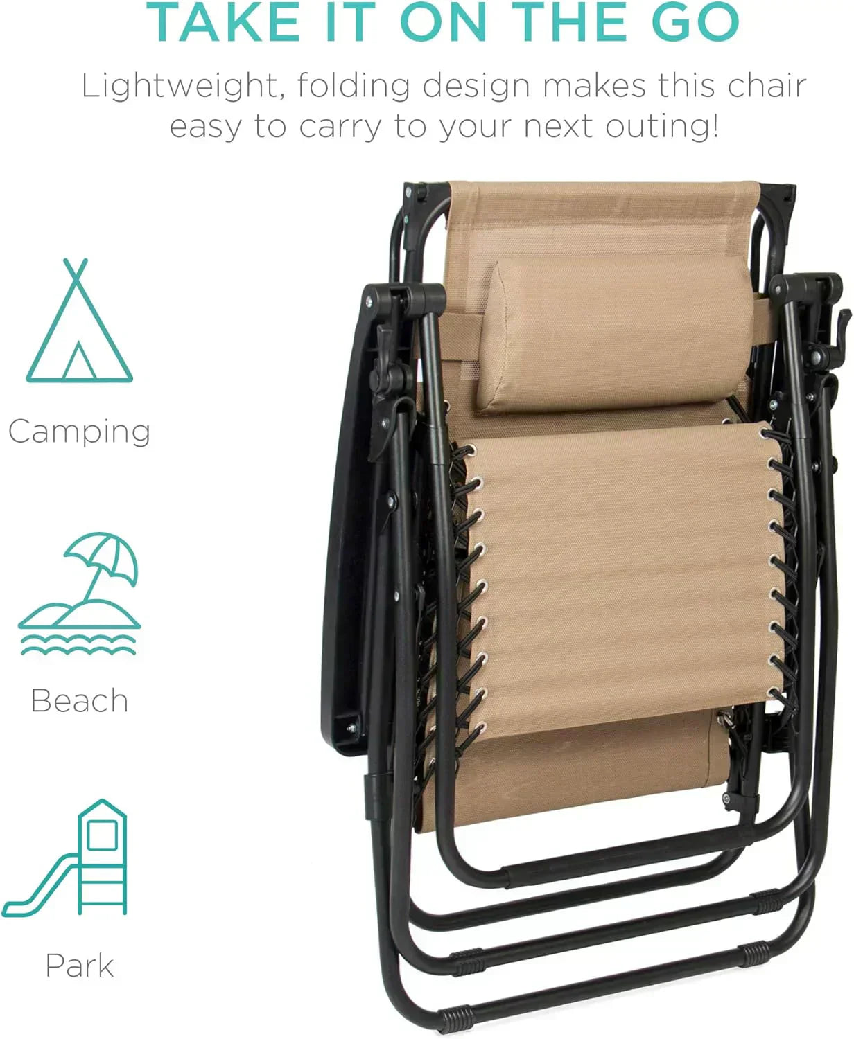 Best Choice Products Folding Zero Gravity Recliner Patio Lounge Chair Adjustable Canopy Shade