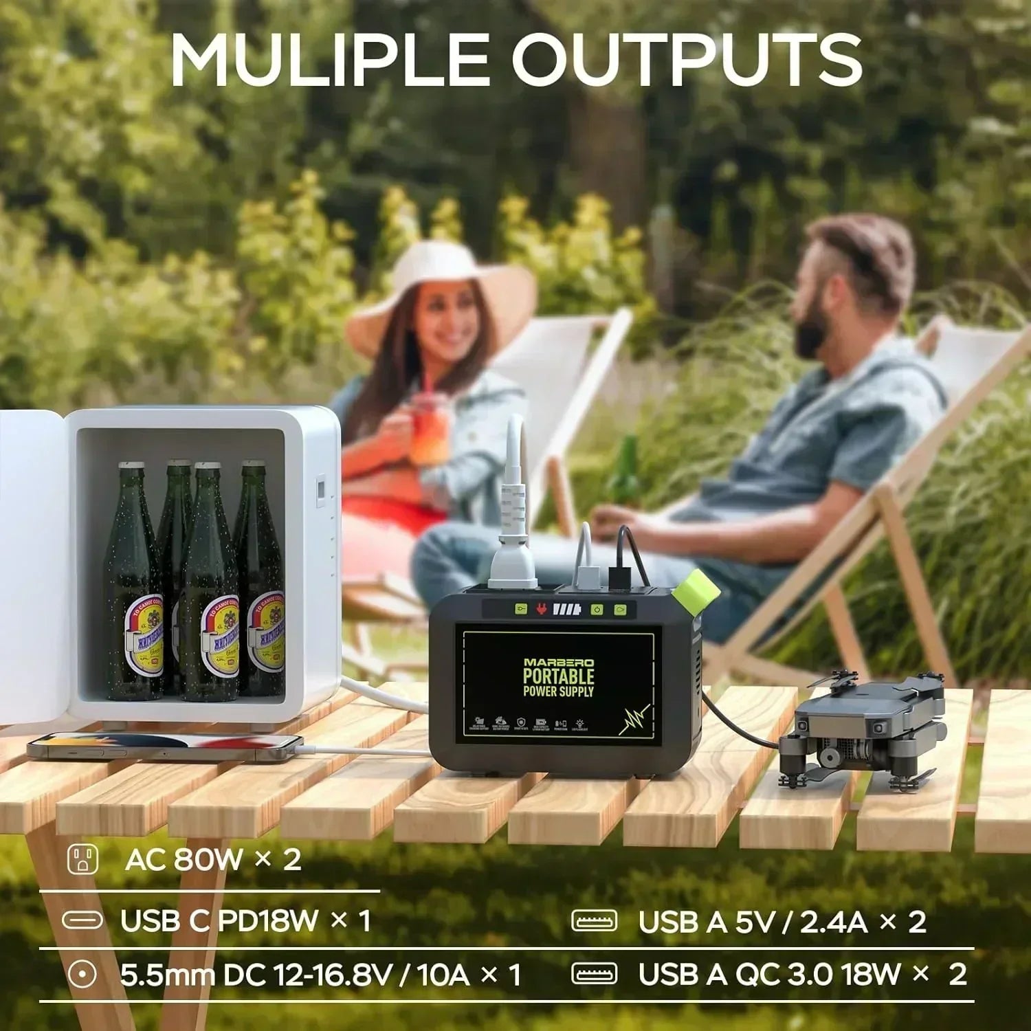 Portable Power Station 88Wh Camping Lithium Battery Solar Generator Fast Charging Power Bank