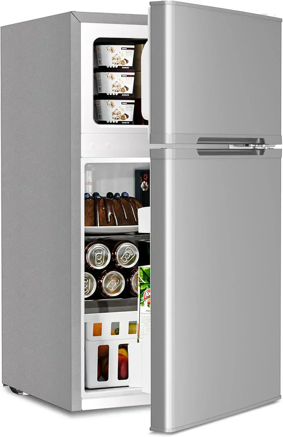 Antarctic Star 3.2 Cu.Ft Mini Refrigerator with Freezer Double Door Fridge Compact Refrigerator