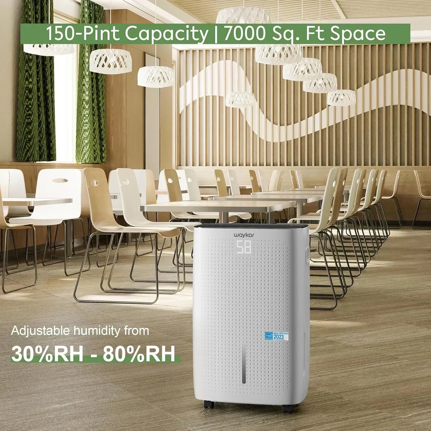 Waykar 2000 Sq Ft Dehumidifier for Home and Basements with Auto or Manual Drainage