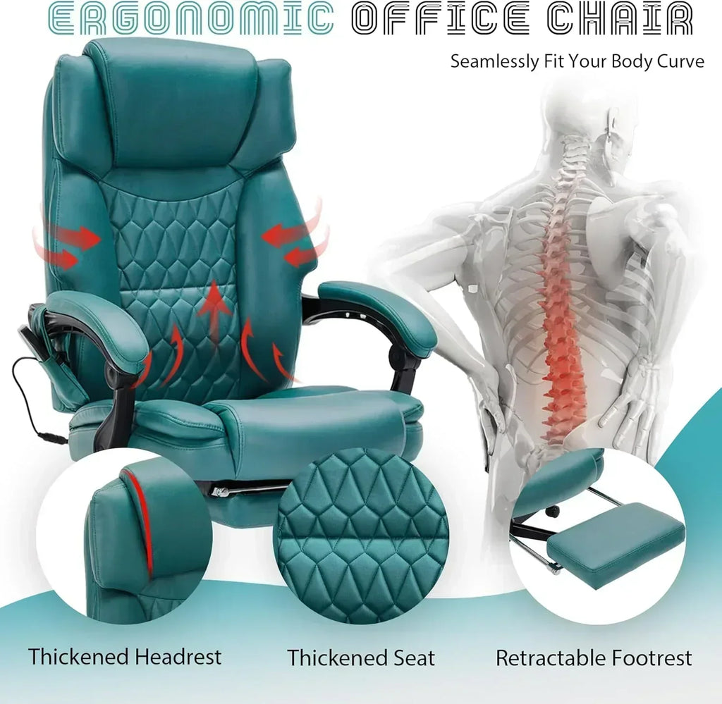 Massage Office Chair with Footrest 6 Point Vibration and Heating Home Office Desk Chair