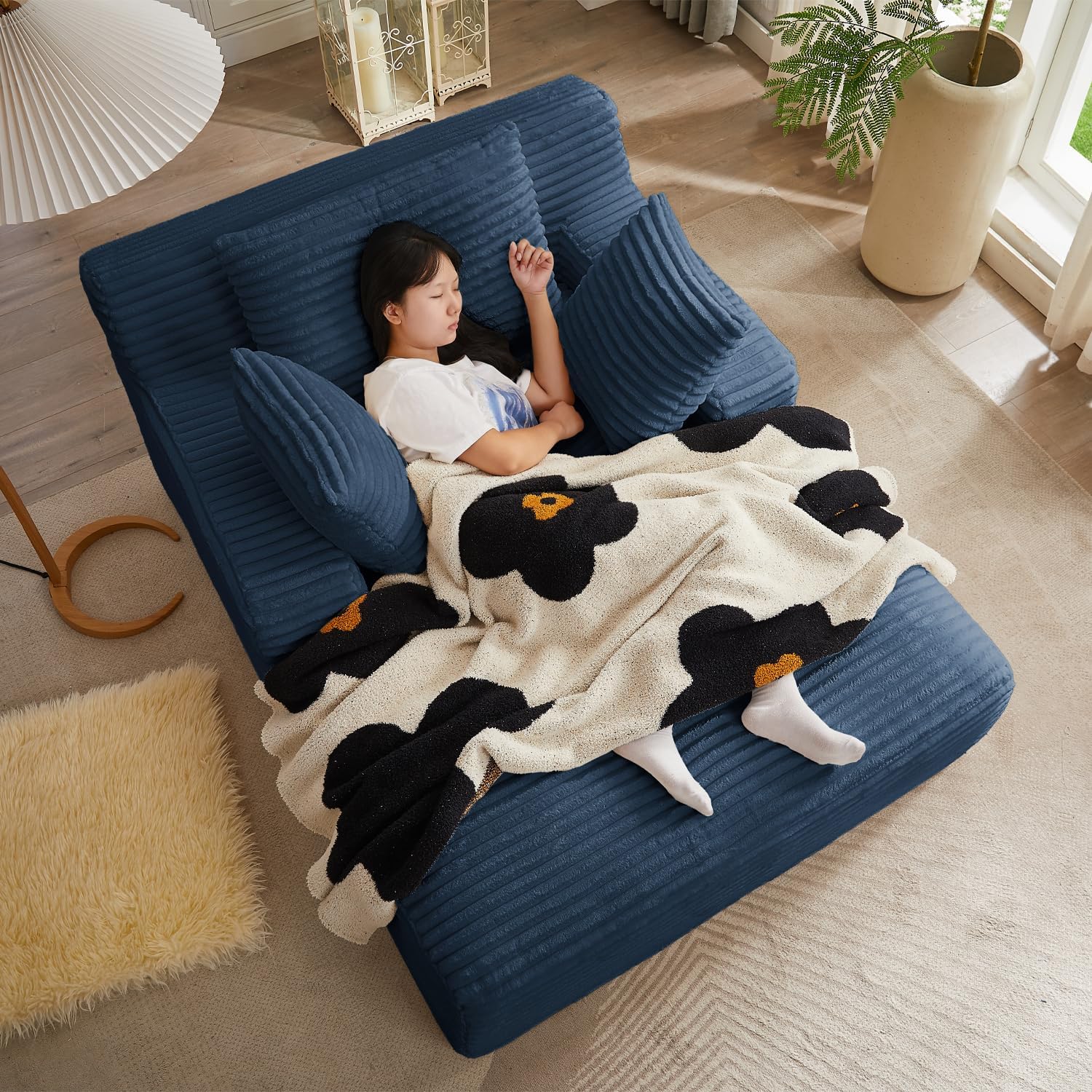 50-inch indoor recliner, oversized corduroy upholstered boneless sofa bed, deep sleeper sofa reading chair, cloud sofa, living room sofa