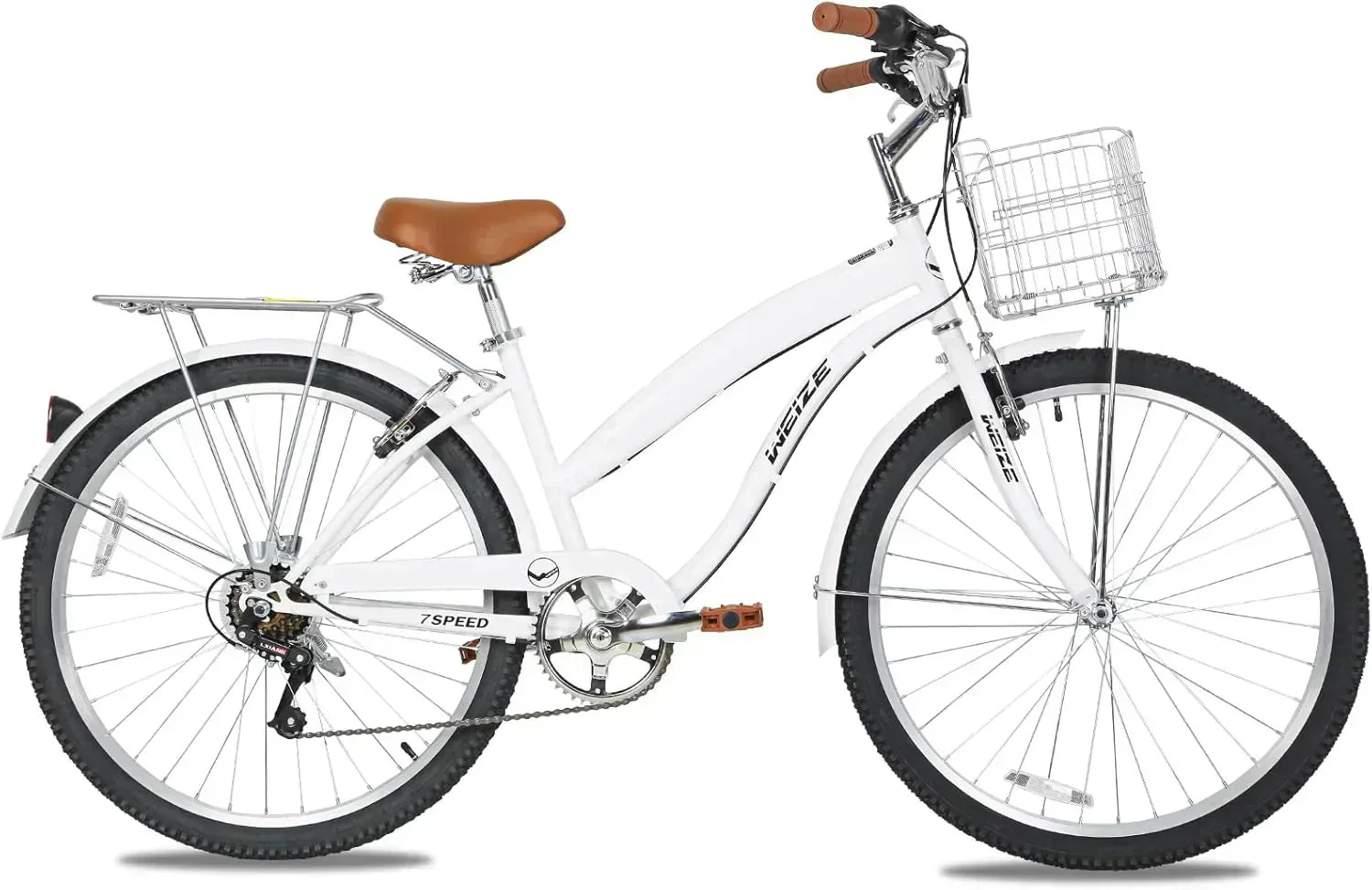 WEIZE Beach Cruiser Bike 26 inch Commuter Bicycle for Adult Men and Women 7-Speed/High-Carbon