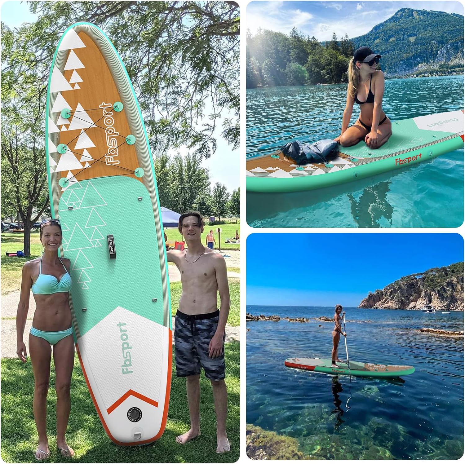 FBSPORT 11' Premium Stand Up Paddle Board Yoga Board with Durable SUP Accessories Carry Bag