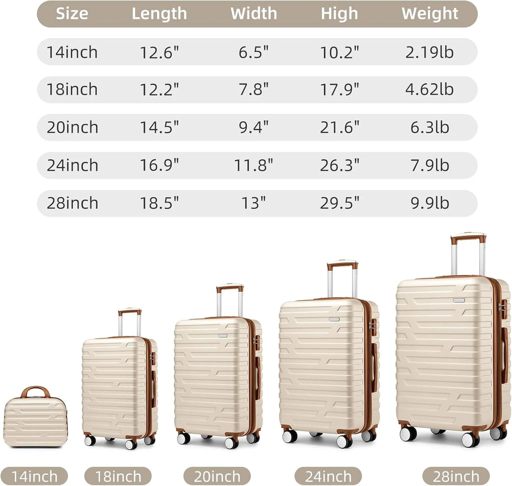 Luggage 6-piece hardshell expandable suitcase lightweight travel carry-on luggage set