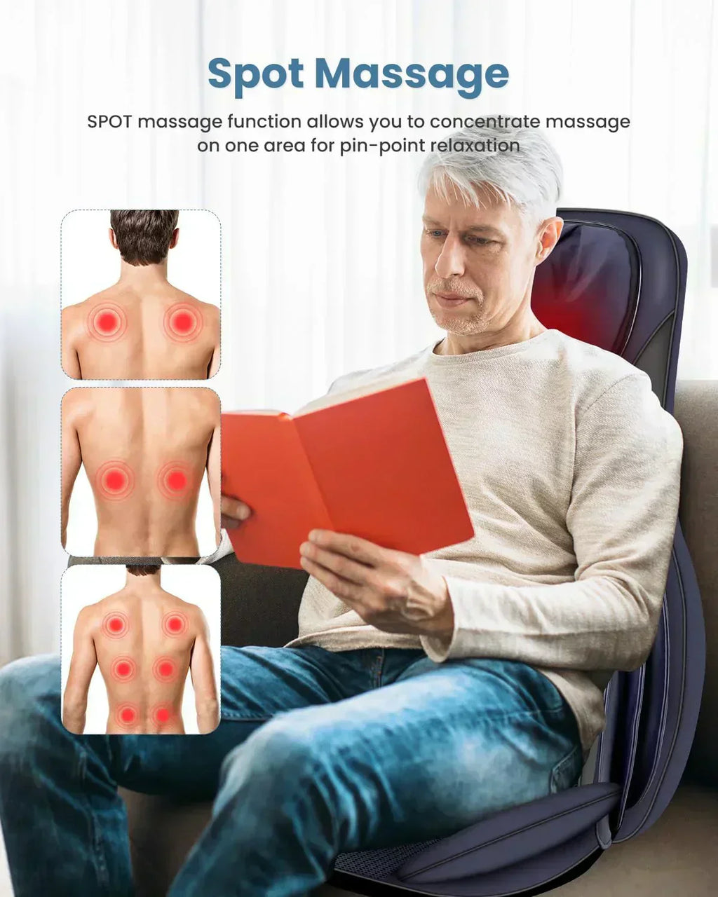 COMFIER Massager Chair with Heat Shiatsu Neck Back Massager Portable with Compress