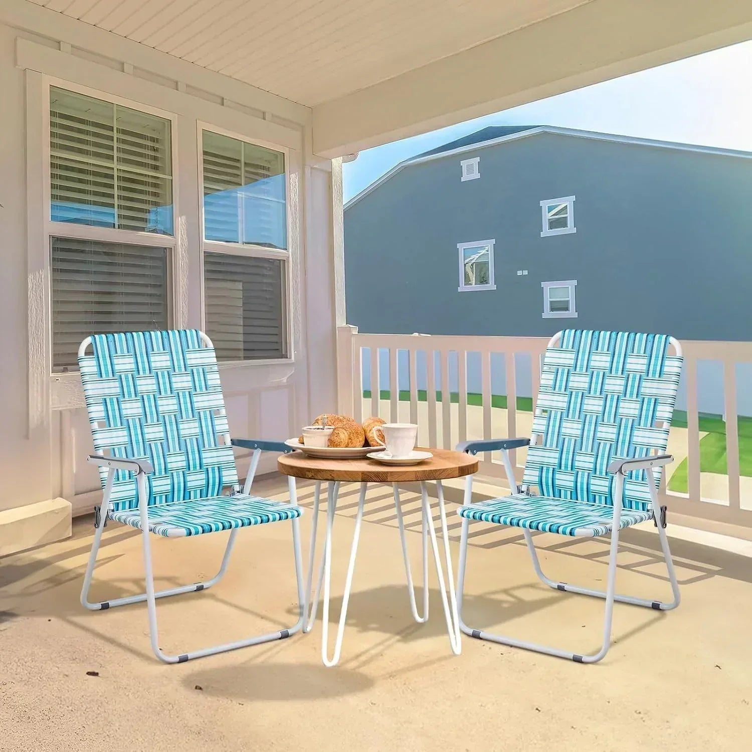 VINGLI Patio Lawn Webbed Folding Chairs Set of 2 Outdoor Beach Portable Lawn Chair