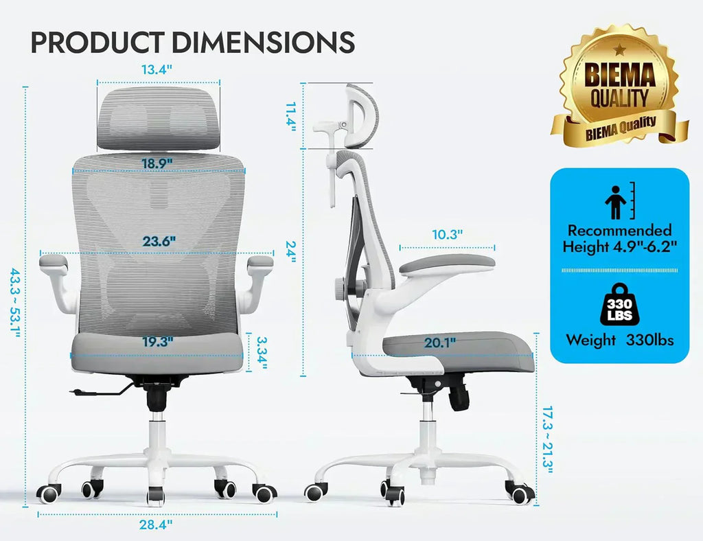 Office computer desk and chair gaming chair with lumbar support and headrest
