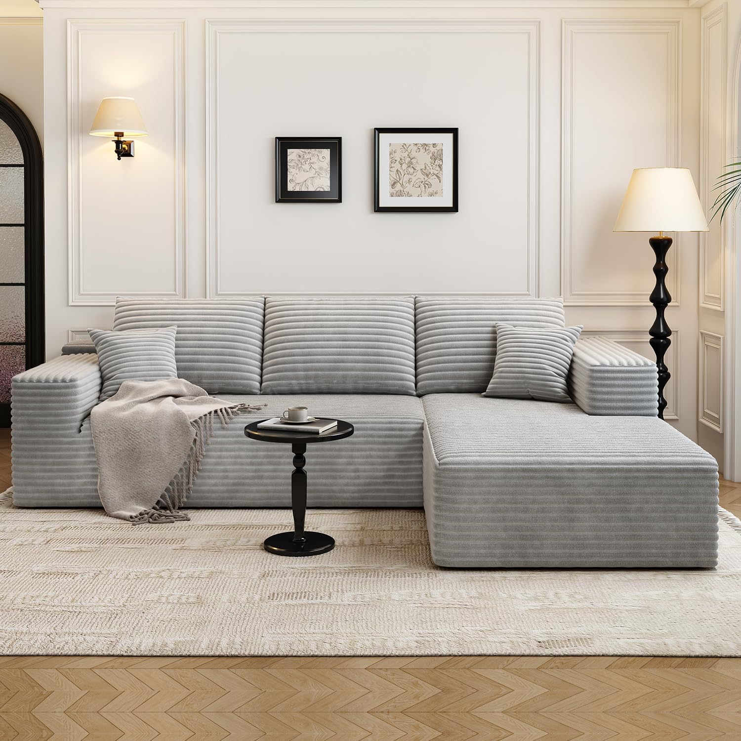 107.5 Cloud Modular Sectional Sofa Couch with L-Shape Chaise,Modern Minimalist Upholstered Couches