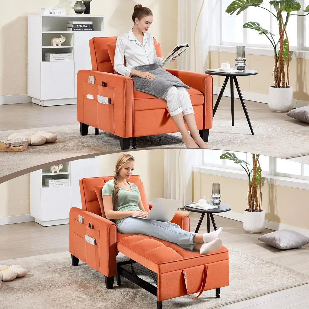 Convertible Sleeper Chair 3 in 1 Sleeper Chair Bed Pull Out Sofa Bed Chairs Velvet Single Sofa